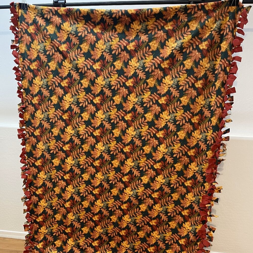 Orange & Red Foliage Heavy Fleece Blanket/Throw #30 (49.5 W X 70in L)